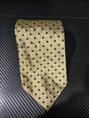 Andrew's Ties Yellow Polka dotted 100% Silk Tie Made in Italy